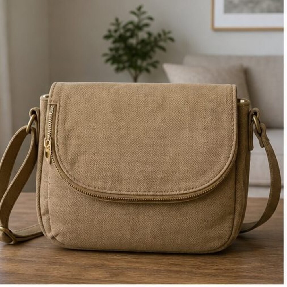 Camel Canvas Crossbody Bag